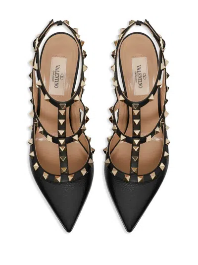 Valentino Garavani Studded Leather Decollete Pumps In Black