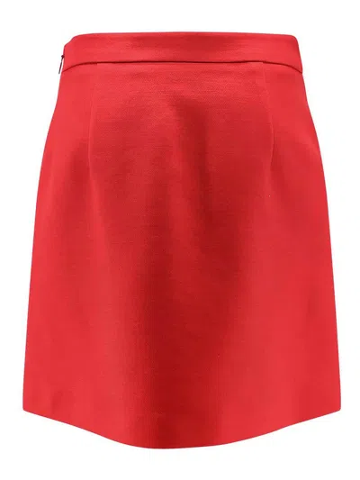 Valentino High Waist Skirt Heart-shaped Buttons In Red