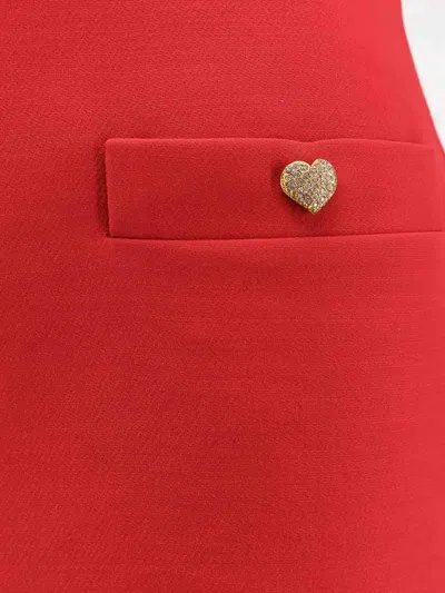 Valentino High Waist Skirt Heart-shaped Buttons In Red