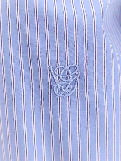 Valentino Light Blue Striped Shirt In Cotton