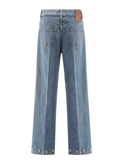 Valentino Five-pocket Denim Trousers Featuring Button Embellishments In Blue