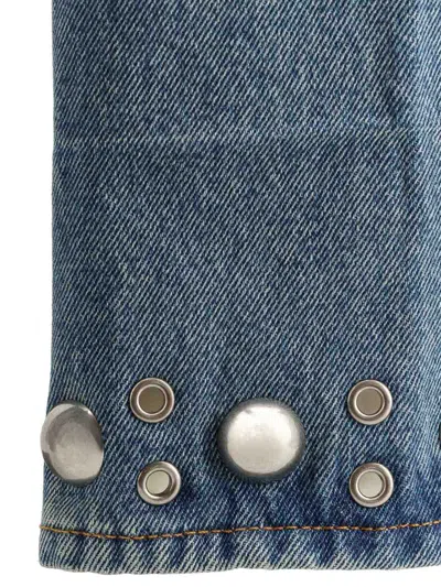 Valentino Five-pocket Denim Trousers Featuring Button Embellishments In Blue