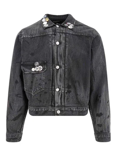 Enfants Riches Deprimes Type Vii Pin Assemblage Jacket In Grey Denim In Black