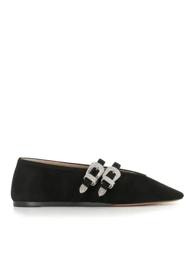 Le Monde Beryl Claudia Western Buckle Ballet Flat In Black