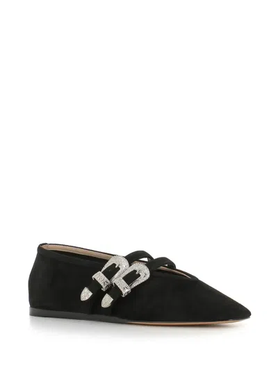 Le Monde Beryl Claudia Western Buckle Ballet Flat In Black