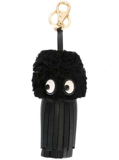 Anya Hindmarch Eyes Shearling Tassel Charm In Blue