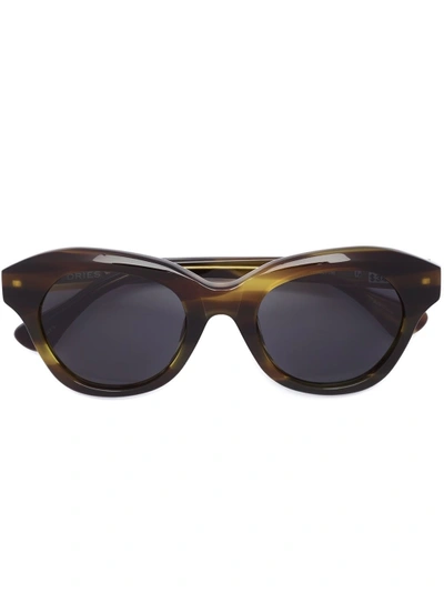 Shop Linda Farrow Dries Van Noten X  Round Shaped Sunglasses