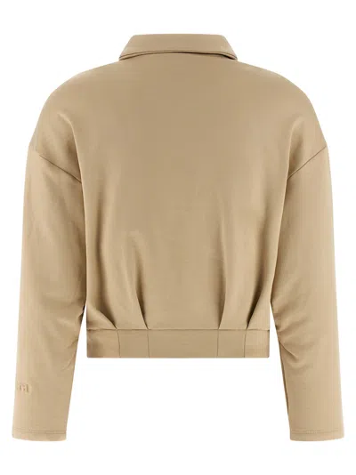 Max Mara Collared Sweatshirt With Front Pockets And Long Sleeves In Brown