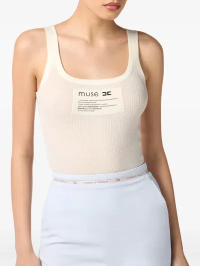 Elisabetta Franchi Sleeveless Top In Cotton In White
