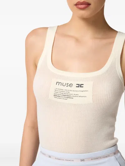 Elisabetta Franchi Sleeveless Top In Cotton In White