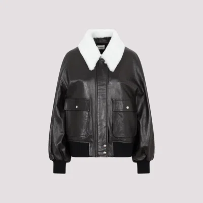 Khaite Shellar Single-breasted Leather Jacket In Blue