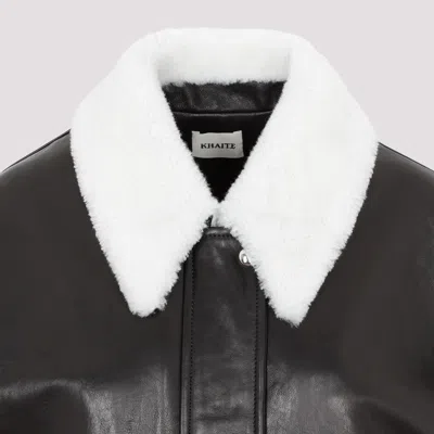Khaite Shellar Single-breasted Leather Jacket In Blue