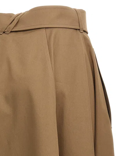 Burberry Beige Skirt With Adjustable Belt And Button Closure In Cotton Woman In Brown