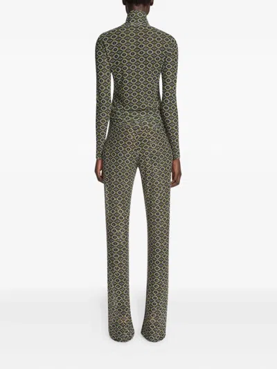 Dries Van Noten Geometric-pattern Turtleneck Tee In Green