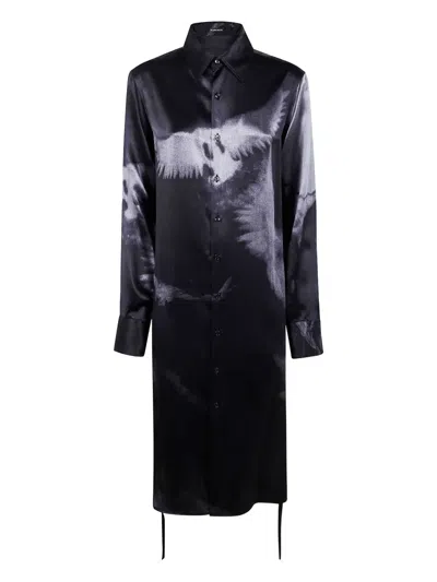 Ann Demeulemeester "rada" High Comfort Shirt With Drawstrings In Black