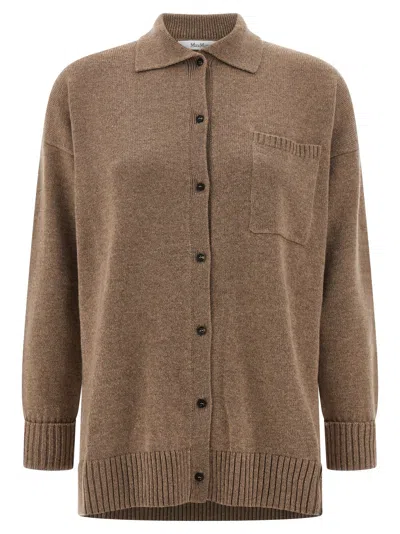 Max Mara Cashmere Cardigan Long Sleeves In Brown