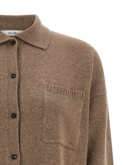 Max Mara Cashmere Cardigan Long Sleeves In Brown