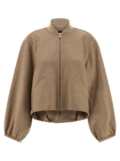 Fabiana Filippi Cashmere Bomber Jacket Puffer Jackets Beige In Brown