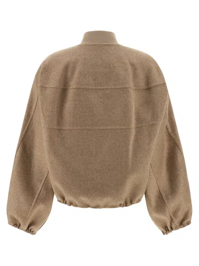 Fabiana Filippi Cashmere Bomber Jacket Puffer Jackets Beige In Brown