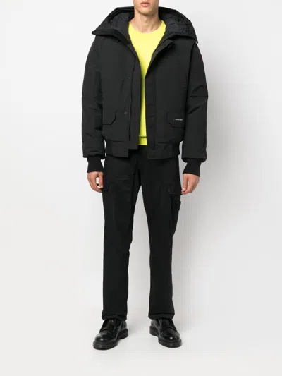 Canada Goose Hooded Bomber Jacket Featuring Front Pockets In Black