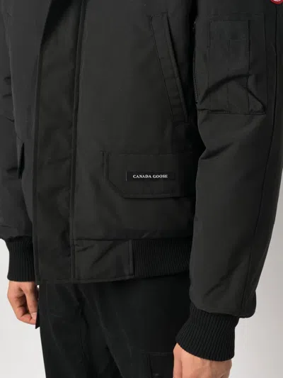 Canada Goose Hooded Bomber Jacket Featuring Front Pockets In Black