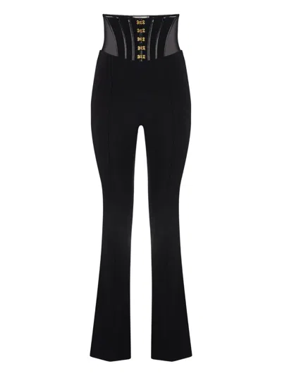 Elisabetta Franchi Corset-detail High-waisted Trousers In Black