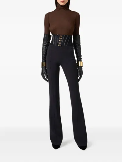 Elisabetta Franchi Corset-detail High-waisted Trousers In Black