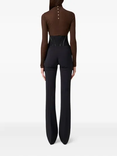 Elisabetta Franchi Corset-detail High-waisted Trousers In Black