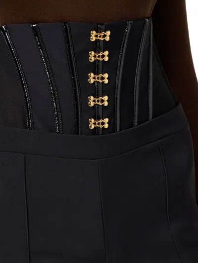 Elisabetta Franchi Corset-detail High-waisted Trousers In Black