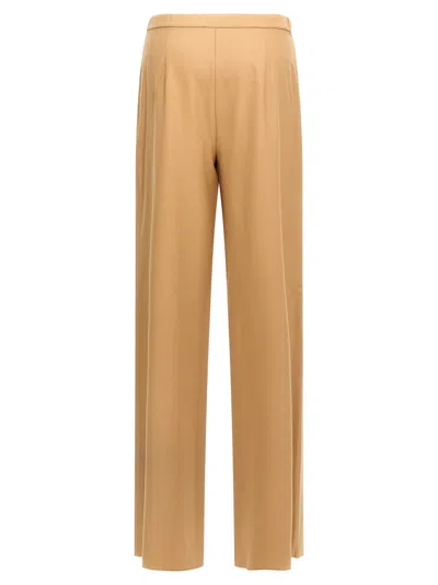Max Mara Pantalone A Coulisse In Saglia Di Lana Cammello In Brown