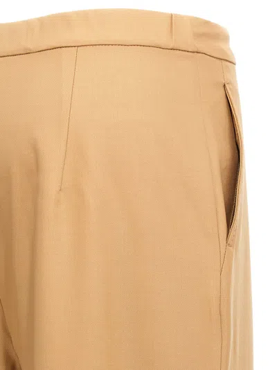 Max Mara Pantalone A Coulisse In Saglia Di Lana Cammello In Brown