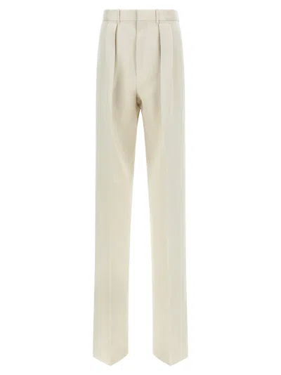Tom Ford Pleated Front Straight Leg Trousers With Pockets In White