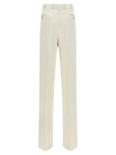 Tom Ford Pleated Front Straight Leg Trousers With Pockets In White