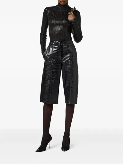 Elisabetta Franchi Tailored Python-effect Imitation Leather Pants In Black