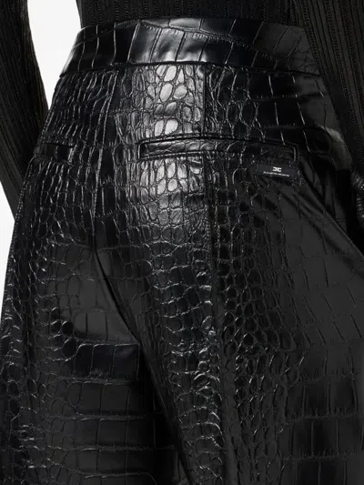 Elisabetta Franchi Tailored Python-effect Imitation Leather Pants In Black