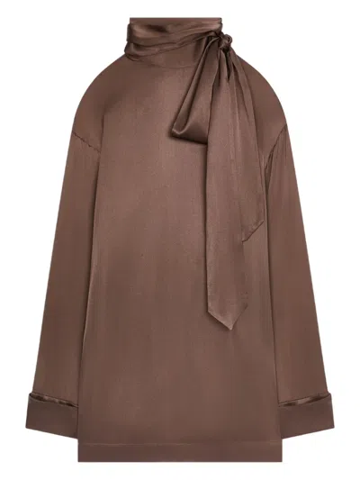 Dries Van Noten Tie-neck Blouse In Brown