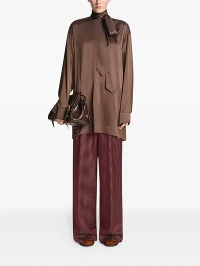 Dries Van Noten Tie-neck Blouse In Brown