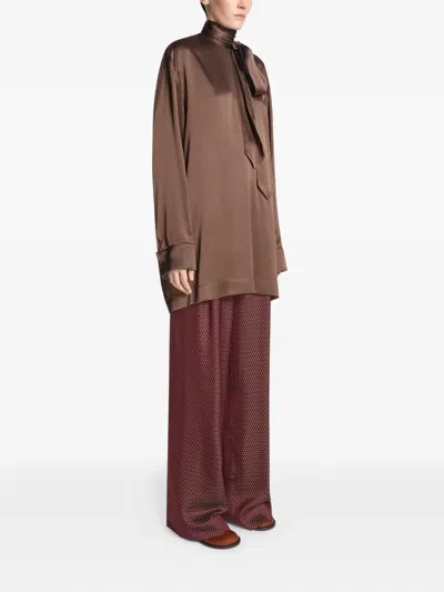 Dries Van Noten Tie-neck Blouse In Brown
