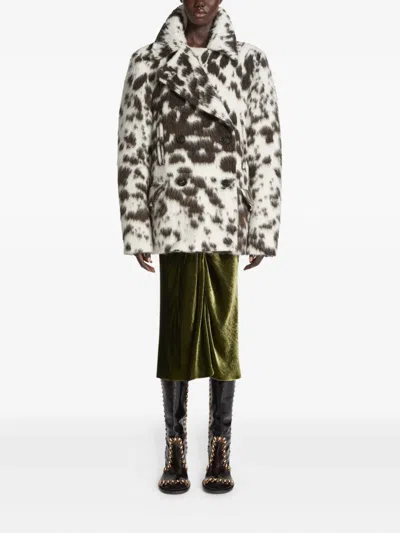 Dries Van Noten Cowhide-pattern Double-breasted Jacket In Neutral