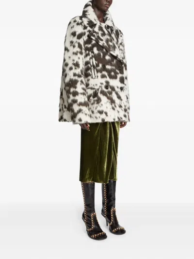 Dries Van Noten Cowhide-pattern Double-breasted Jacket In Neutral