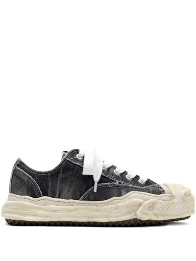 Miharayasuhiro Hank Bleach-denim Low-top Sneakers In Multi
