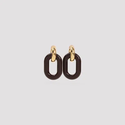 Marni Chunky Hoop Earrings Gold-tone Finish In Black