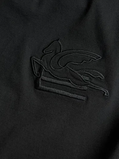 Etro Pegaso Embroidered T-shirt Short Sleeves In Black