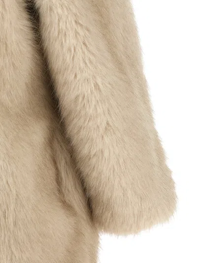 Max Mara Cappotto In Tessuto Effetto Faux Fur Beige In Neutral