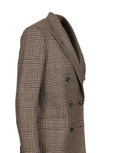 Tagliatore J-jasmine Prince Of Wales Double-breasted Jacket Jackets Brown In Gray