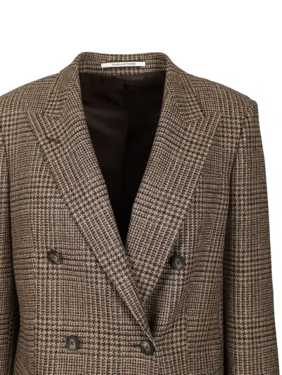 Tagliatore J-jasmine Prince Of Wales Double-breasted Jacket Jackets Brown In Gray