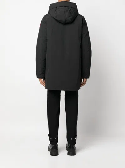 Canada Goose Long Hooded Parka Coat Featuring Pockets In Black