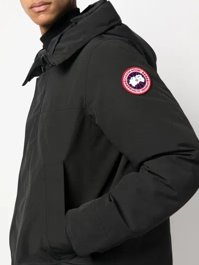 Canada Goose Long Hooded Parka Coat Featuring Pockets In Black