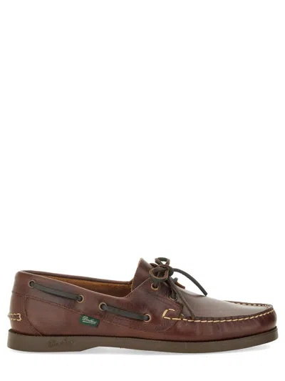 Paraboot Leather Loafers With Moc Toe Stitching In Brown