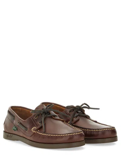 Paraboot Leather Loafers With Moc Toe Stitching In Brown